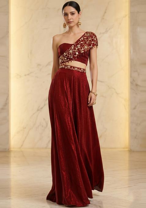 Maroon Handwork Fusion Set