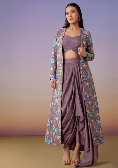 Mauve Embroidered Tissue Fusion Set