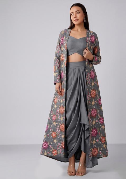 Grey Embroidered Tissue Fusion Set