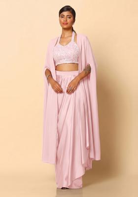 Light Pink Sequin Net Fusion Set