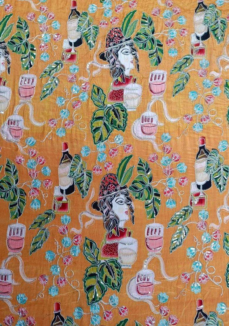 Orange Printed Crepe Sharara Set - Indya