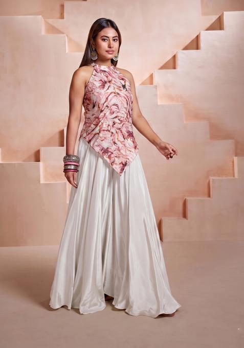 Antique Rose Printed Satin Fusion Set