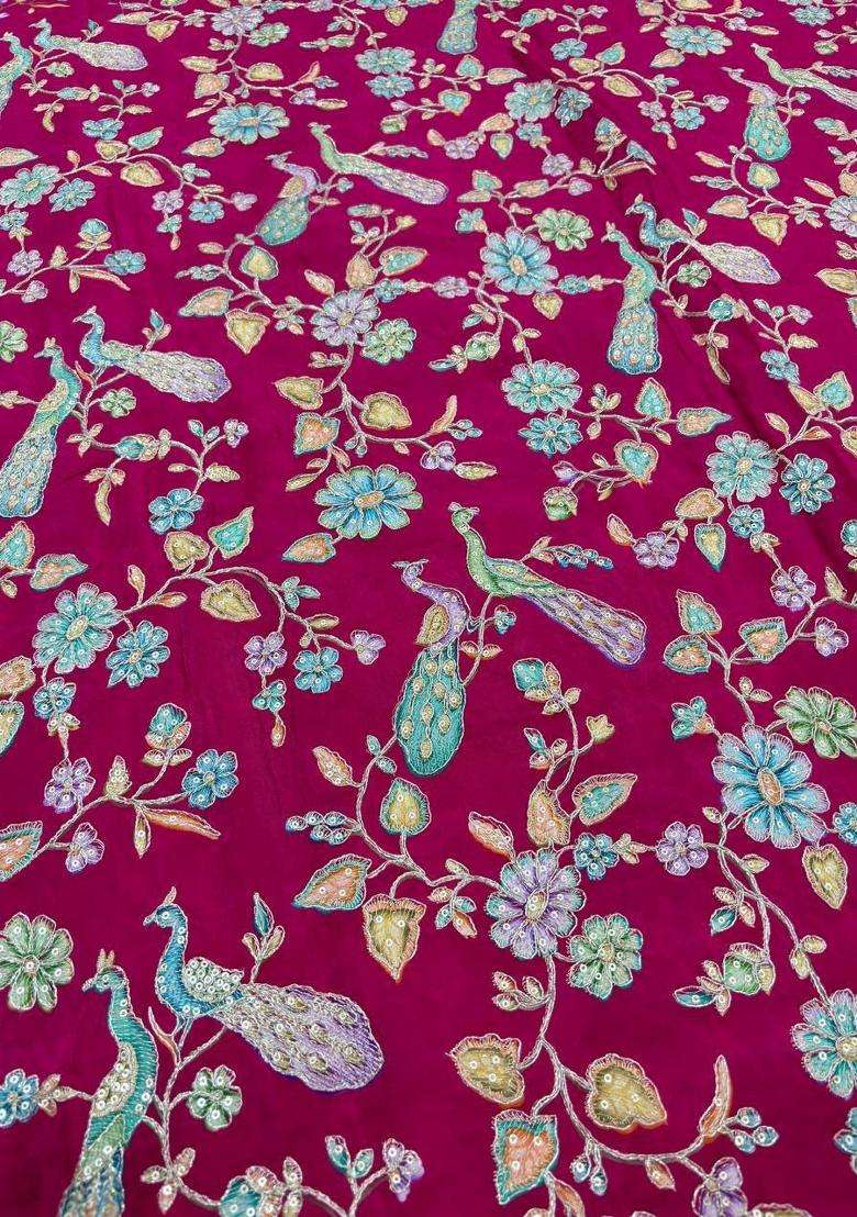 Magenta Printed Crepe Sharara Set - Indya