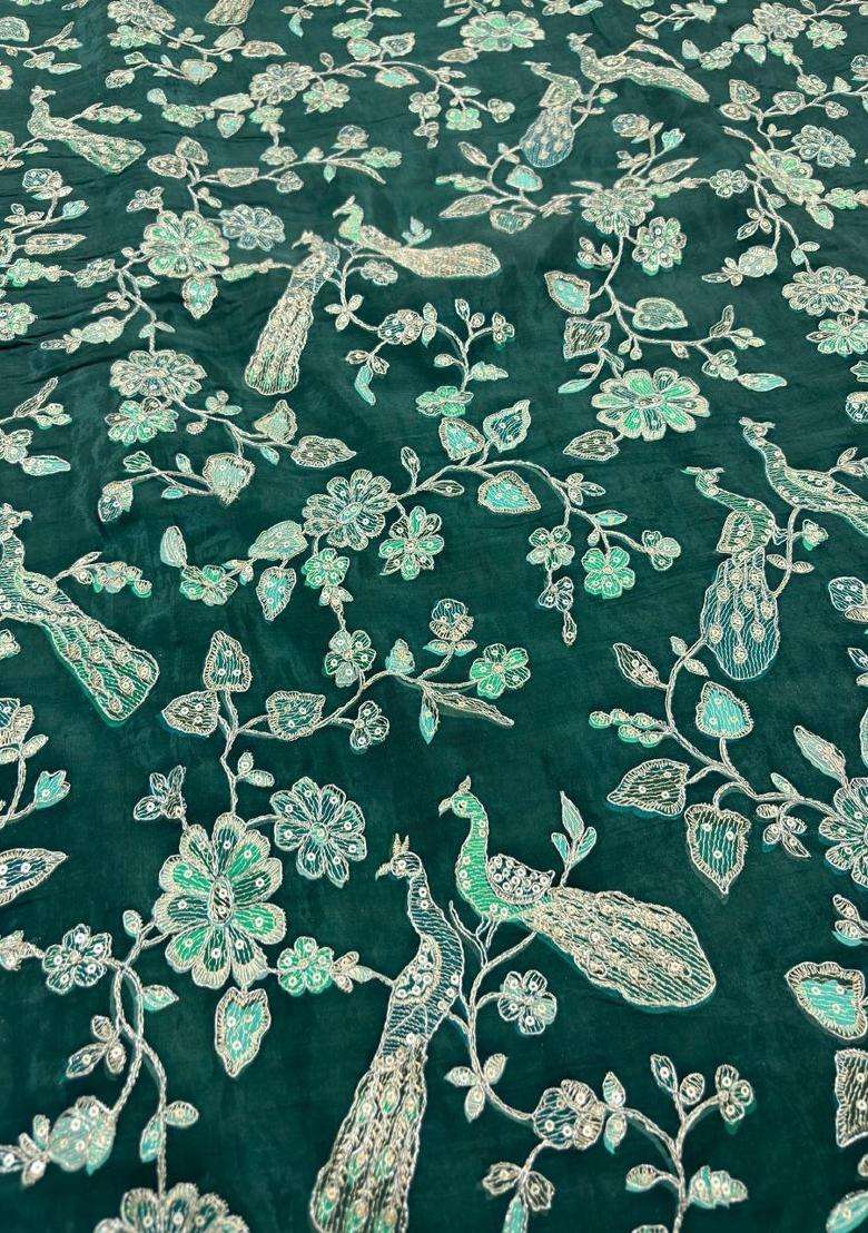 Bottle Green Printed Crepe Sharara Set - Indya
