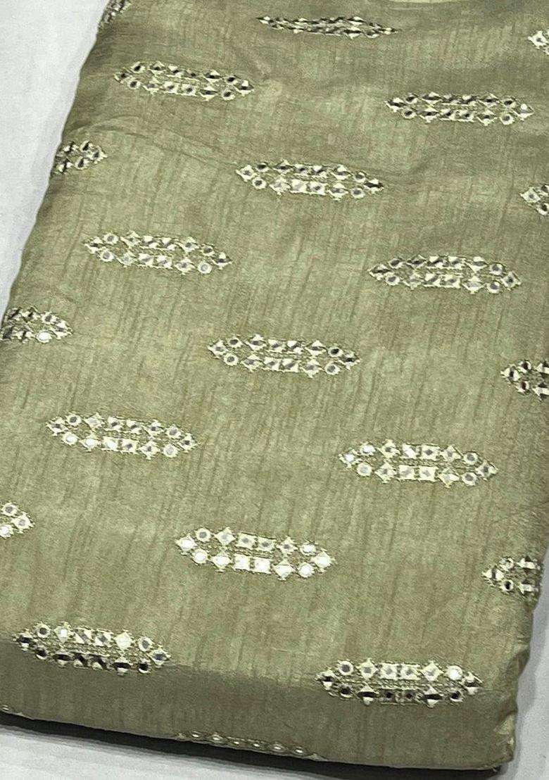 Olive Green Sequin Silk Fusion Set - Indya