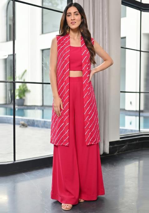 Pink Printed Georgette Fusion Set