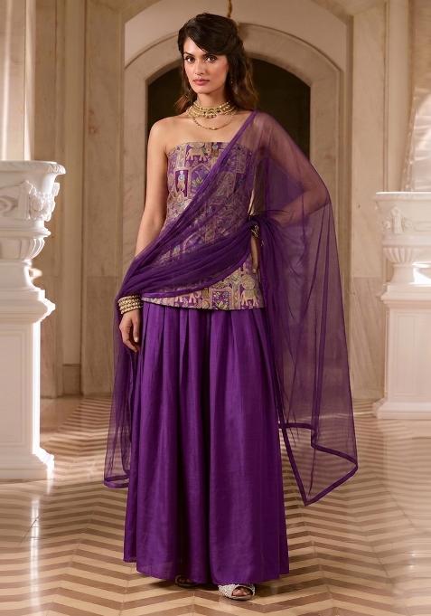 Royal Purple Silk Sharara Set