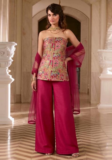 Magenta Silk Sharara Set