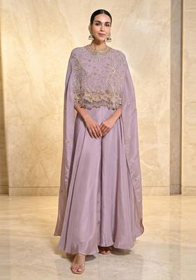 Lavender Embroidered Handwork Fusion Set