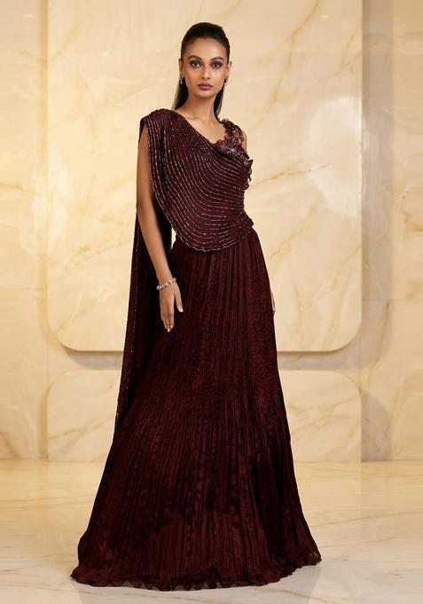 Deep Maroon Embroidered Handwork Lehenga Set