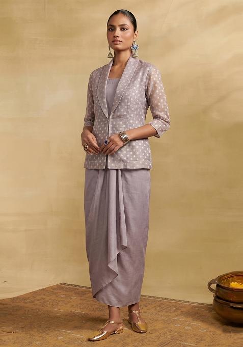 Light Grey Brocade Fusion Set