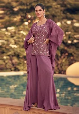 Mauve Embroidered Tissue Fusion Set