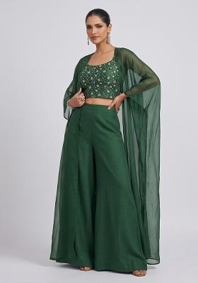 Dark Green Embroidered Tissue Fusion Set