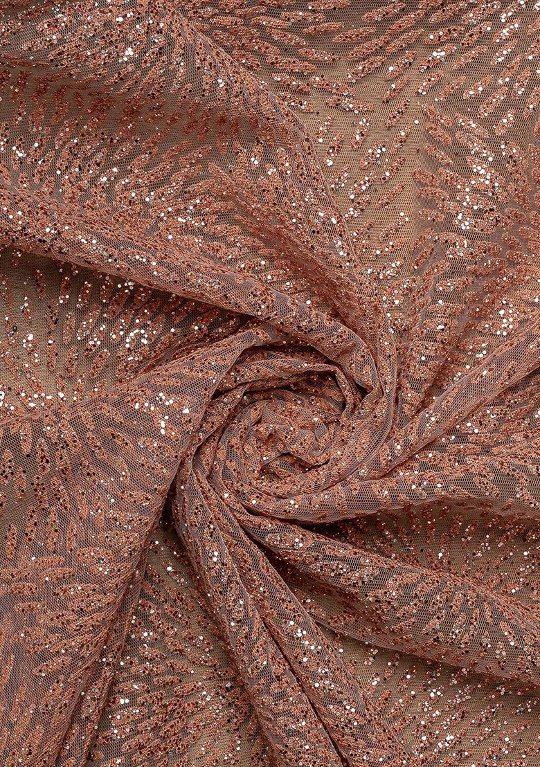 Beige Sequin Sequin Net Fusion Set - Indya