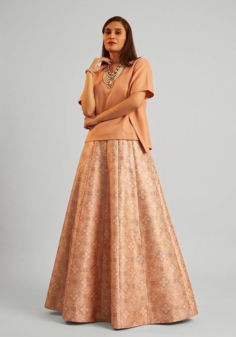 Rust Silk Blend Jacquard Fusion Set