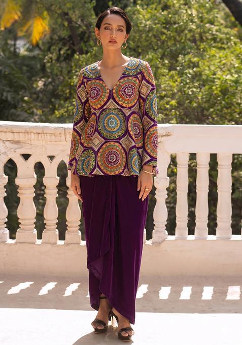 Purple Silk Blend Solid Fusion Set