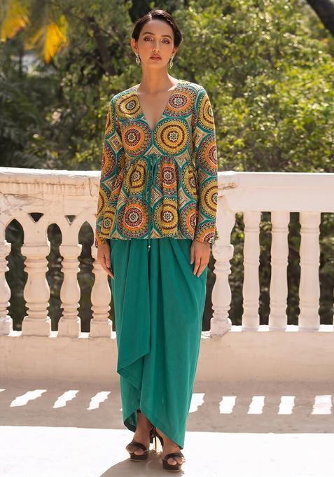Green Silk Blend Solid Fusion Set