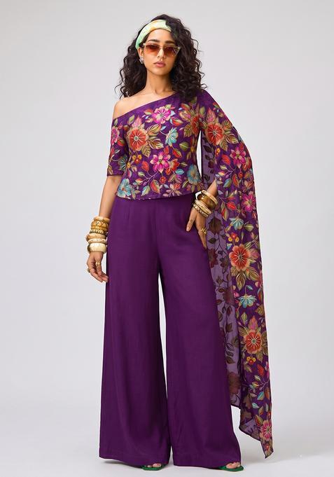 Purple Silk Blend Solid Fusion Set