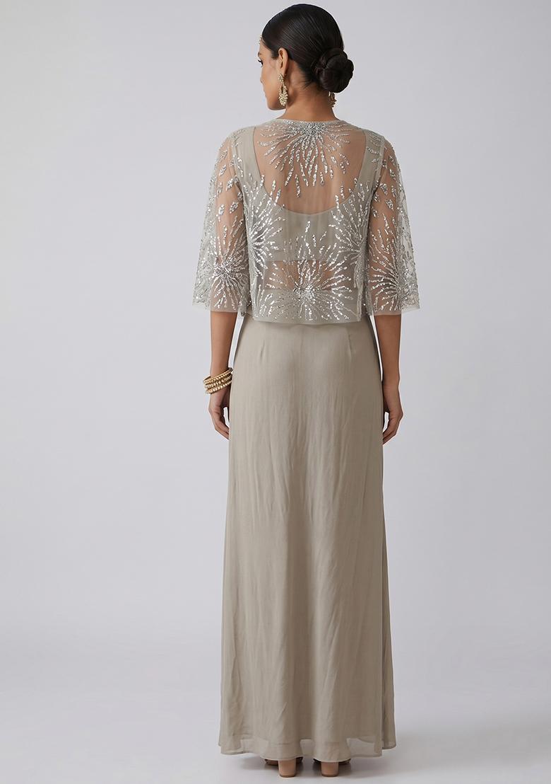 Warm Taupe Solid Net Fusion Set - Indya