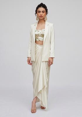 White Silk Blend Solid Fusion Set