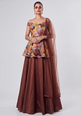 Brown Solid Silk Fusion Set