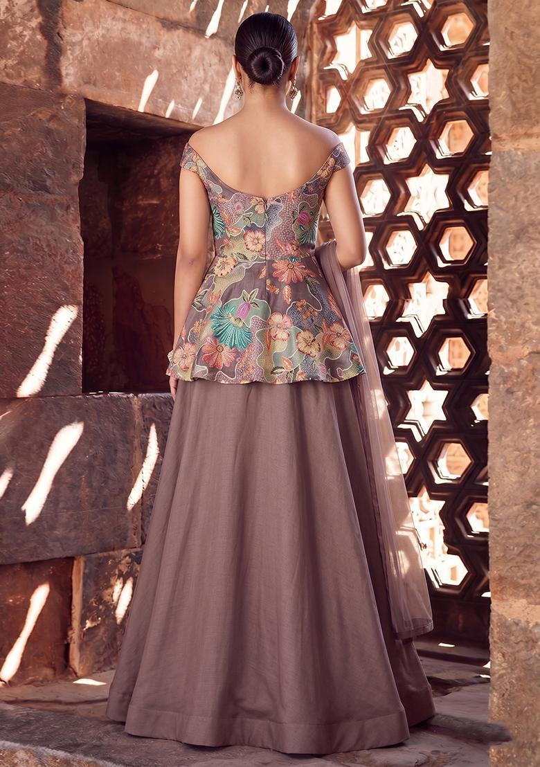 Mauve Solid Silk Fusion Set - Indya