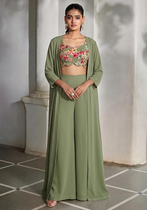 Olive Crepe Solid Fusion Set