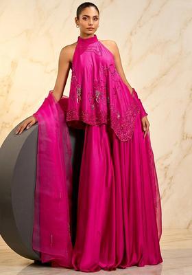 Pink Hand Work Sleeveless Sharara Set