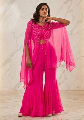 Pink Hand Work Sleeveless Sharara Set