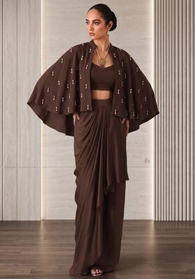 Brown Hand Work Strappy Fusion Set
