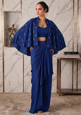 Dark Blue Hand Work Strappy Fusion Set