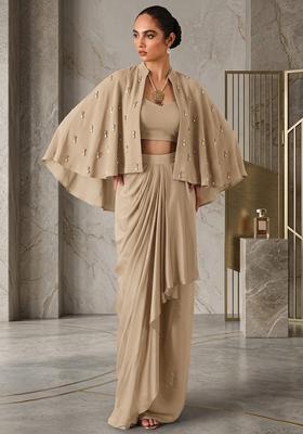 Beige Hand Work Strappy Fusion Set