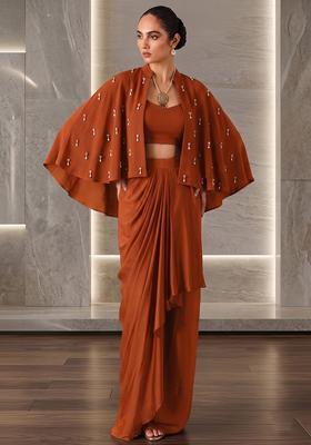 Rust Hand Work Strappy Fusion Set