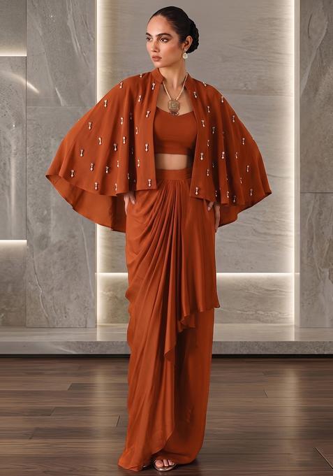 Rust Hand Work Strappy Fusion Set