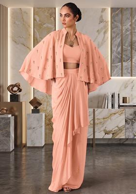 Peachpink Hand Work Strappy Fusion Set