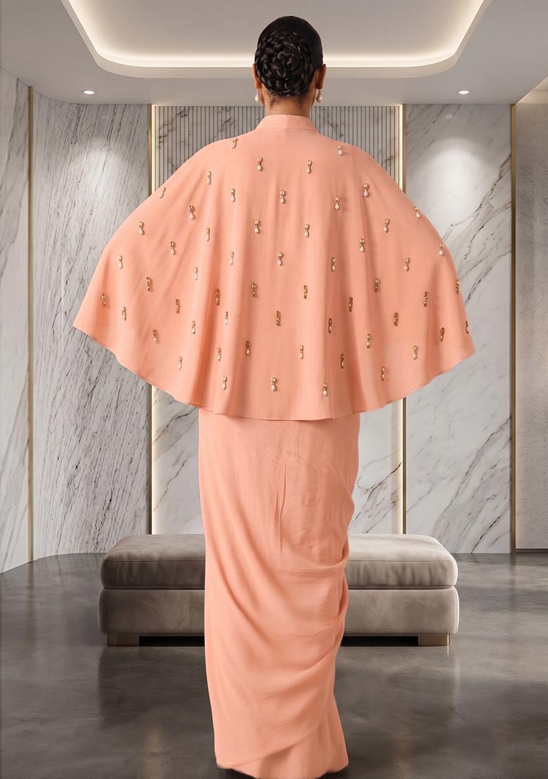 Peachpink Hand Work Strappy Fusion Set - Indya