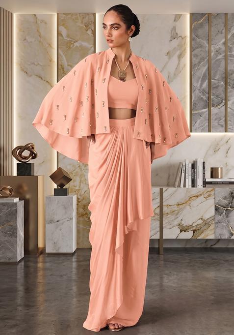 Peachpink Hand Work Strappy Fusion Set