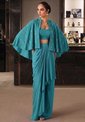 Teal Hand Work Strappy Fusion Set