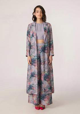 Grey Printed Poly Blend Fusion Set