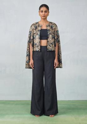 Black Jacquard Brocade Fusion Set