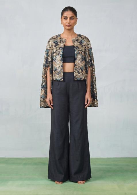 Black Jacquard Brocade Fusion Set