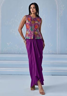 Purple Printed Viscose Fusion Set
