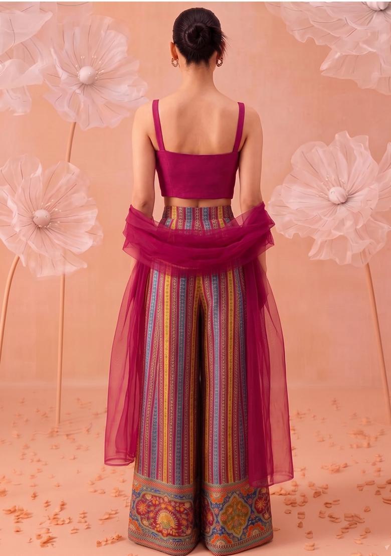 Rani Pink Sequin Silk Fusion Set - Indya