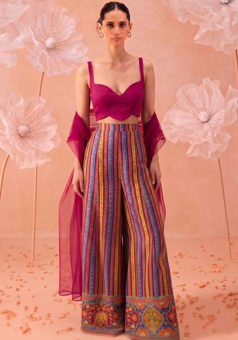 Rani Pink Solid Silk Blend Fusion Set