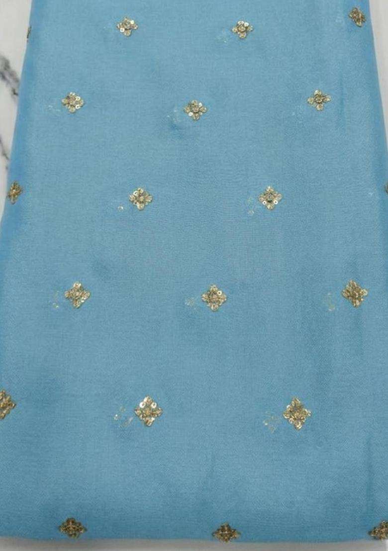 Sky Blue Embellished Georgette Fusion Set for Diwali | Wedding & Festive Wear - Indya