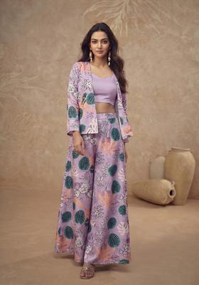 Lavender Printed Chinon Fusion Set