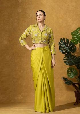 Lime Green Embroidered Tissue Fusion Set