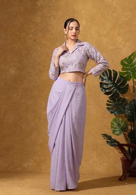 Lilac Floral Embroidered Tissue Fusion Set