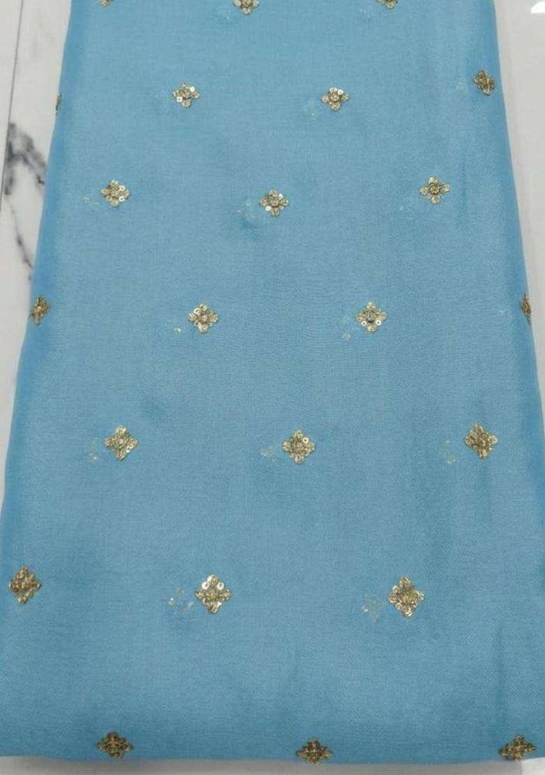 Sky Blue Sequin Georgette Fusion Set - Indya