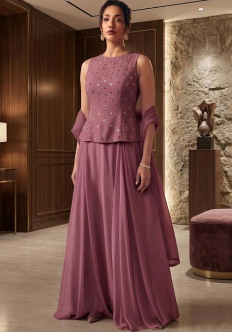 Mauve Hand Work Fusion Set